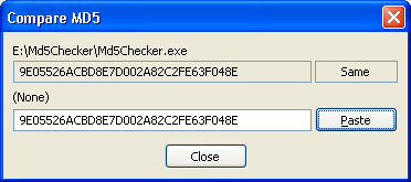 Compare MD5 dialog - one file