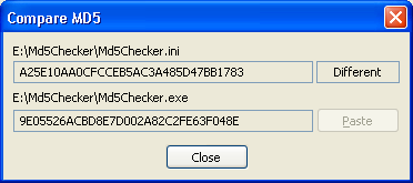 Compare MD5 dialog - two files