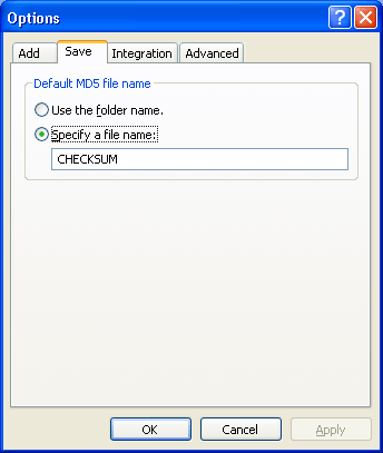 Options dialog - Save tab